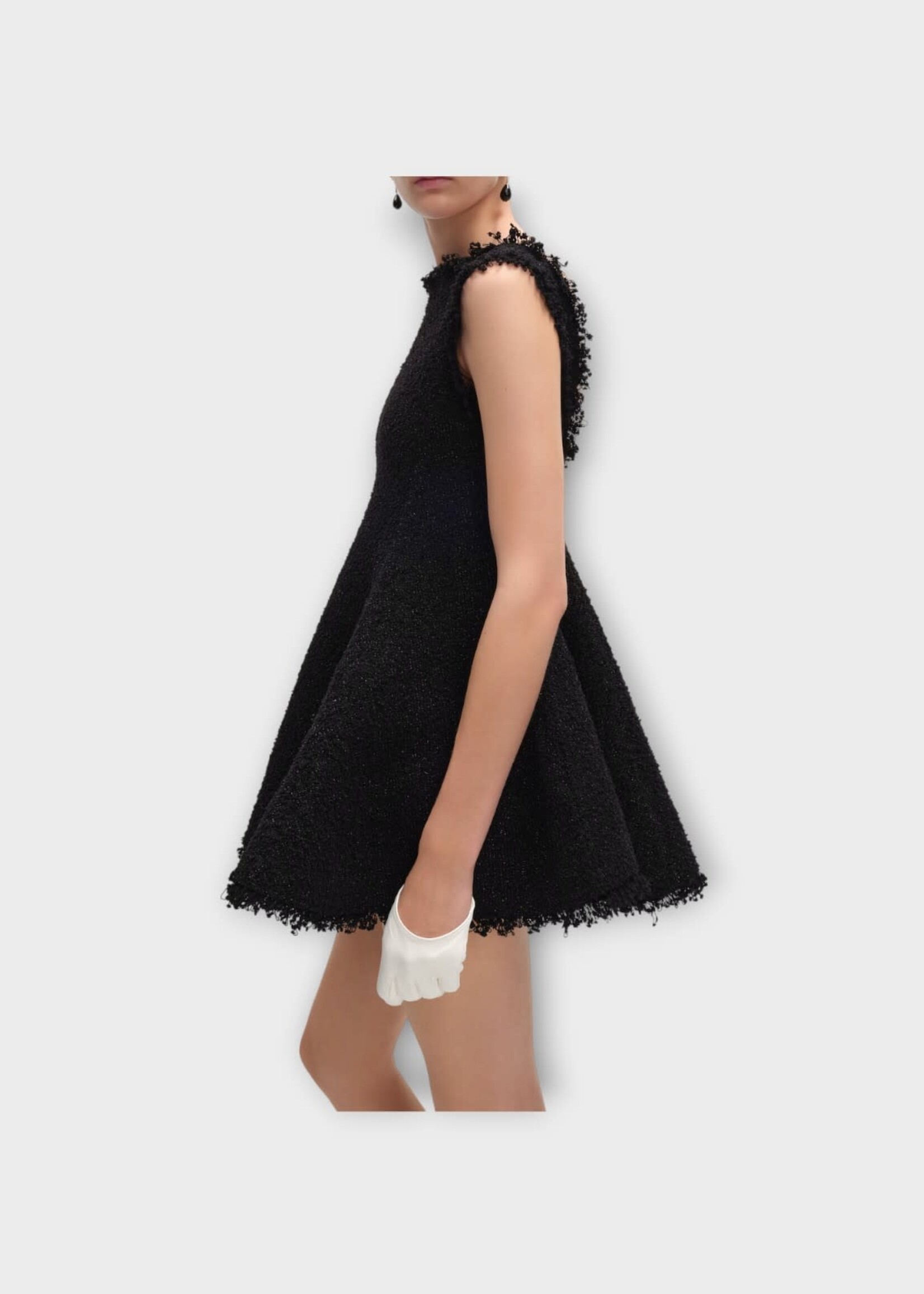 Celine Celine Dress, Black, Knitted Tweed Boat Neck Mini Dress In Black