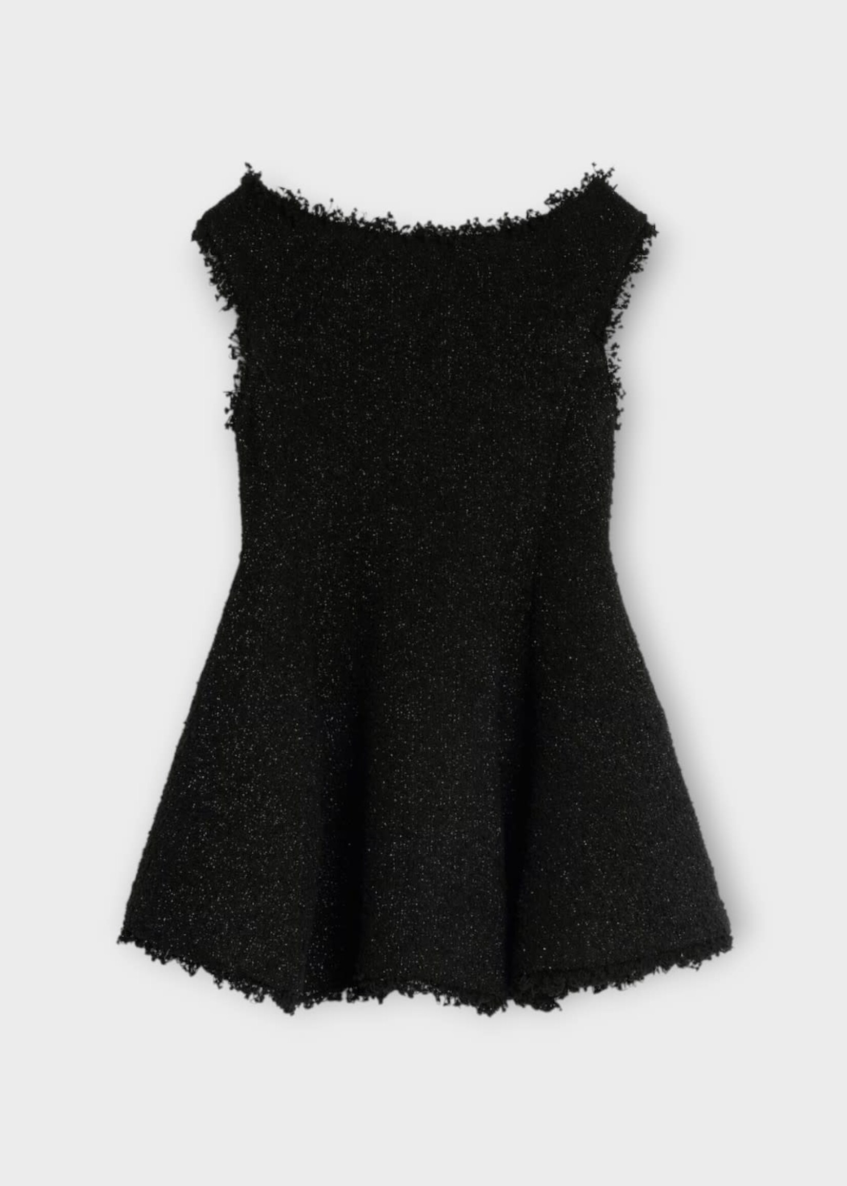 Celine Celine Dress, Black, Knitted Tweed Boat Neck Mini Dress In Black