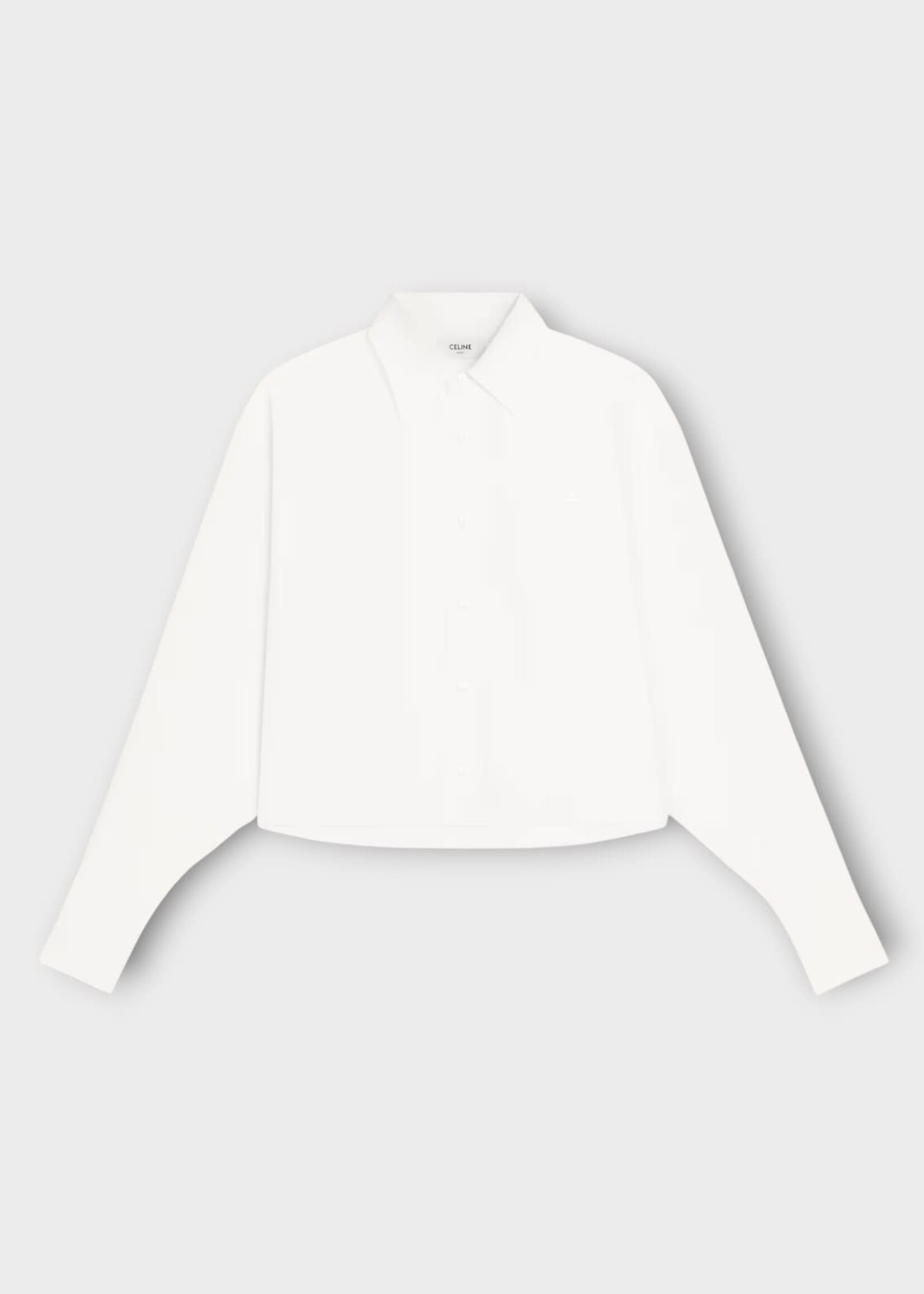 Celine Celine Shirt, White, Cropped Shirt Cotton Poplin In White
