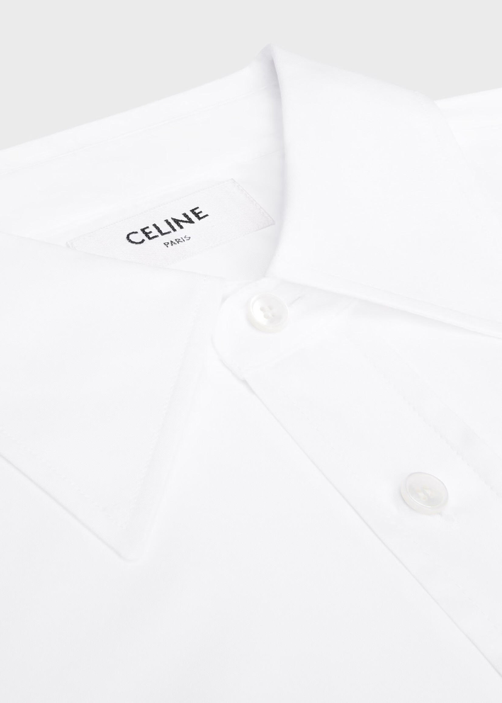 Celine Celine Shirt, White, Cropped Shirt Cotton Poplin In White
