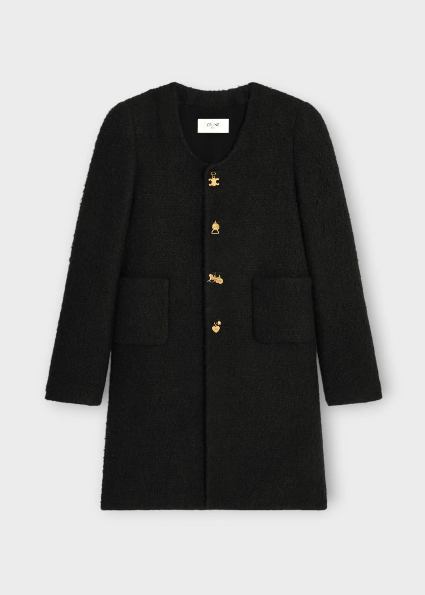 Celine Celine Coat, Black, Maggie Cashmere & Wool Natte Coat In Black w/ Patch Pockets