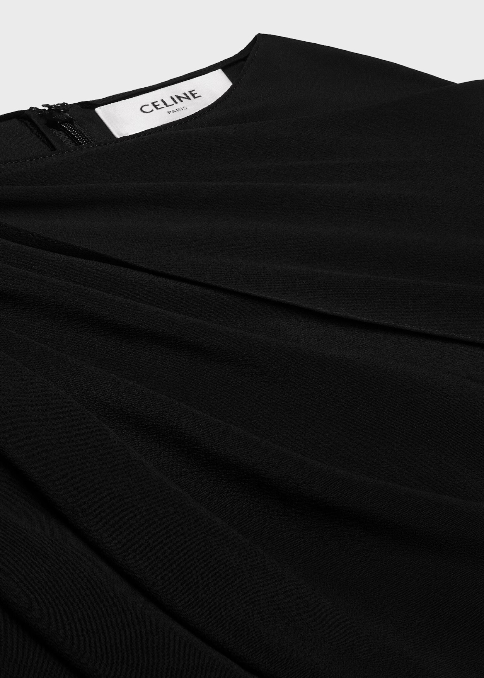Celine Celine Dress, Black, Silk Crepe Mix Asymmetric Draped Long  Dress In Ultra Black