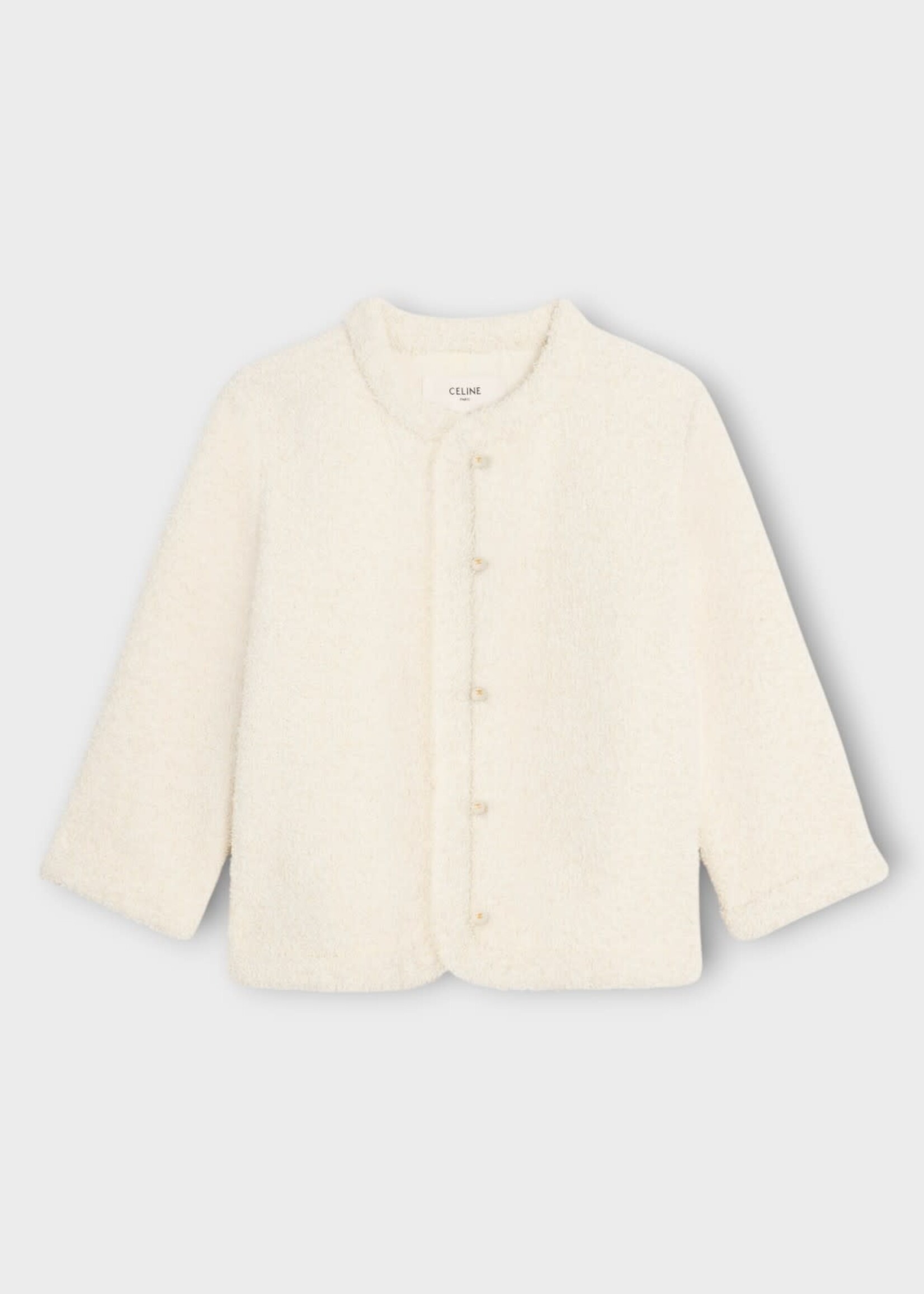 Celine Celine Jacket, White, Cotton Jersey Natte Loose Fit Cardigan Jacket In Mat White