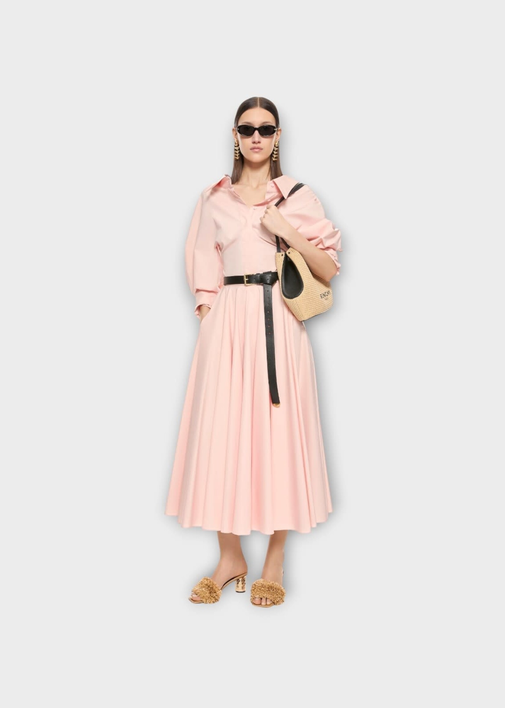Givenchy Givenchy Skirt, Pink, Poplin Circular Long Skirt In Silk Pink