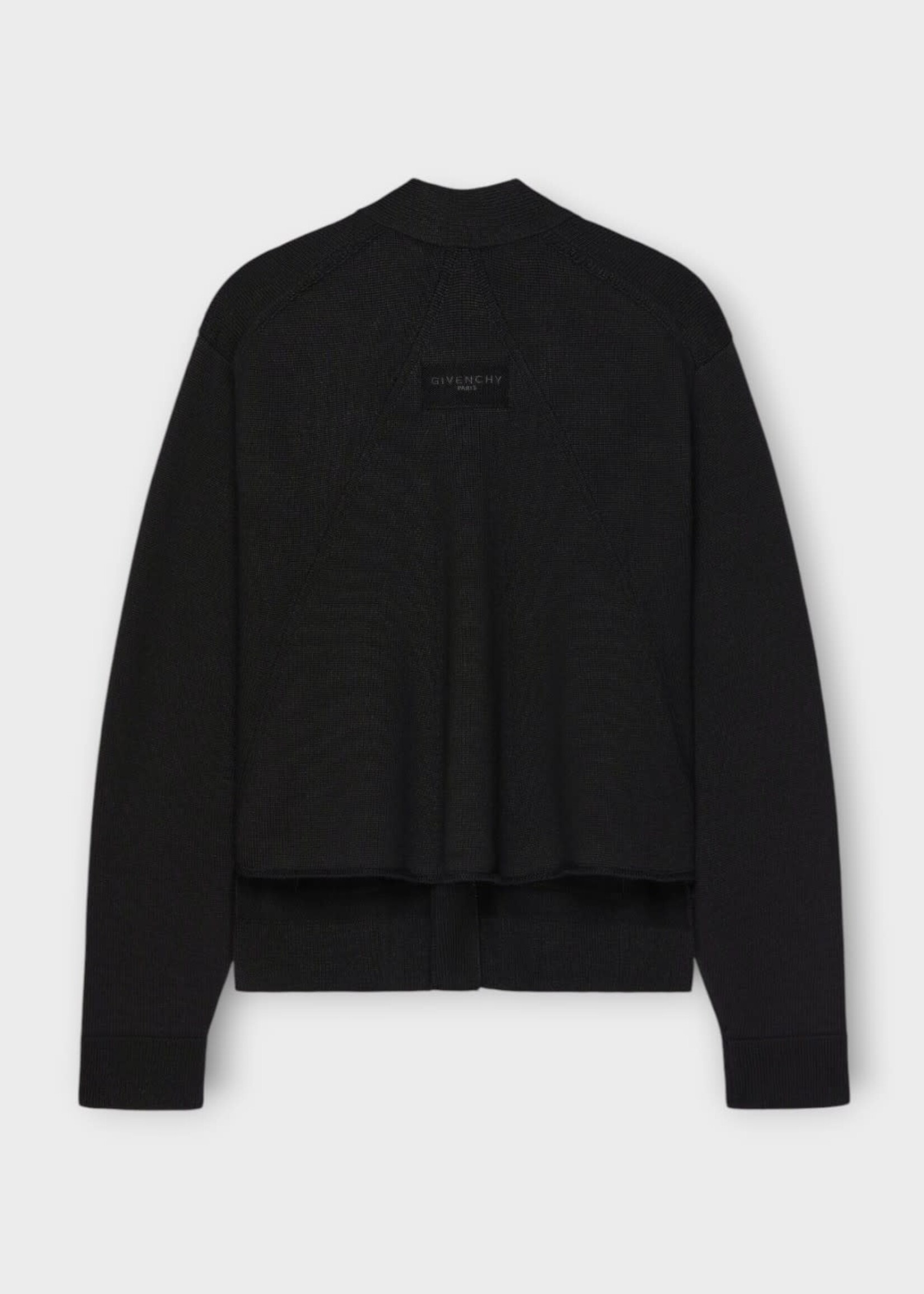 Givenchy Givenchy Knitwear, Black, Wool & Linen V-Neck Cardigan In Black w/ Patch Pockets