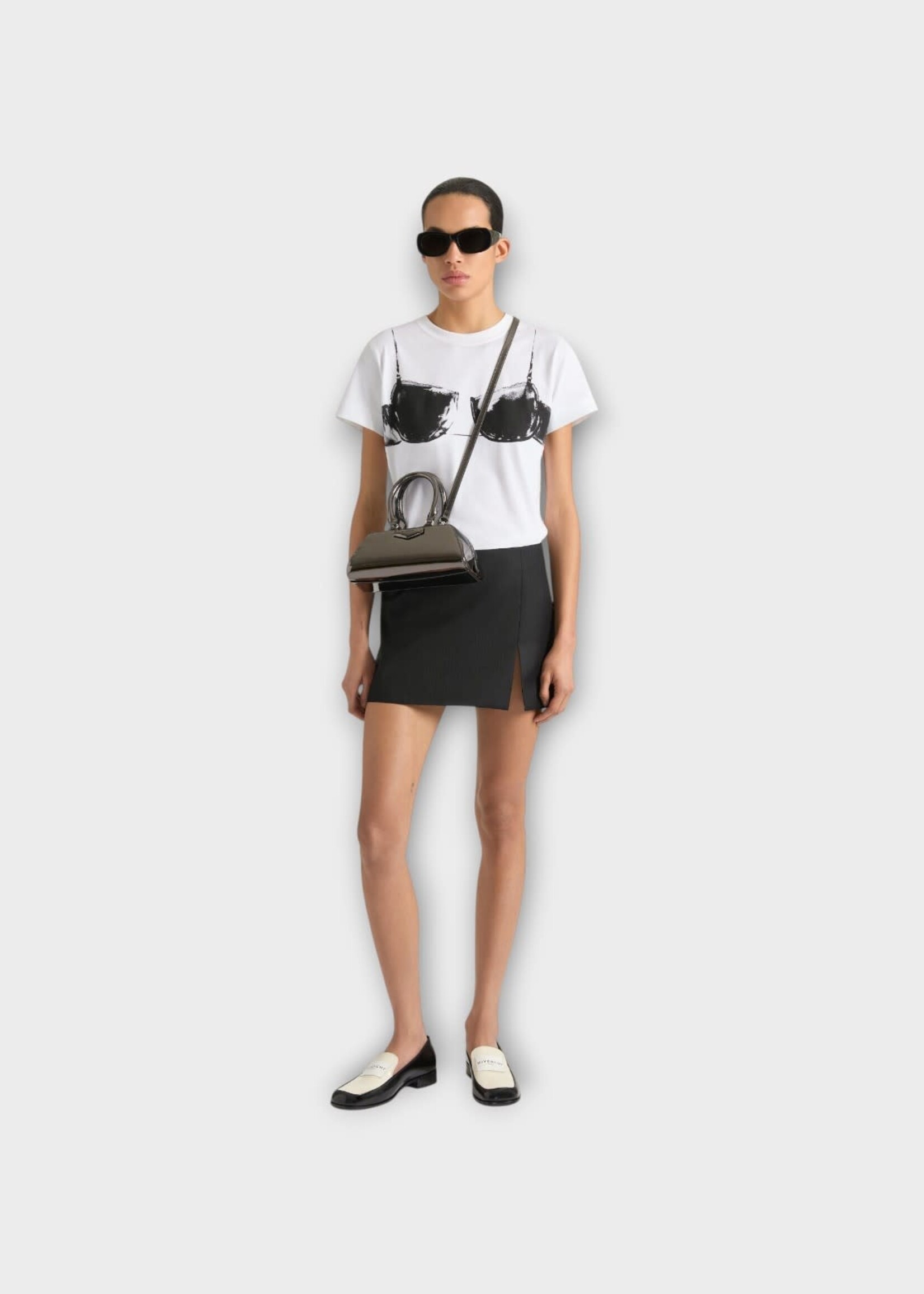Givenchy Givenchy Bag, Black, Antigona East West Leather In Gun Metal w/ Mirror Effect