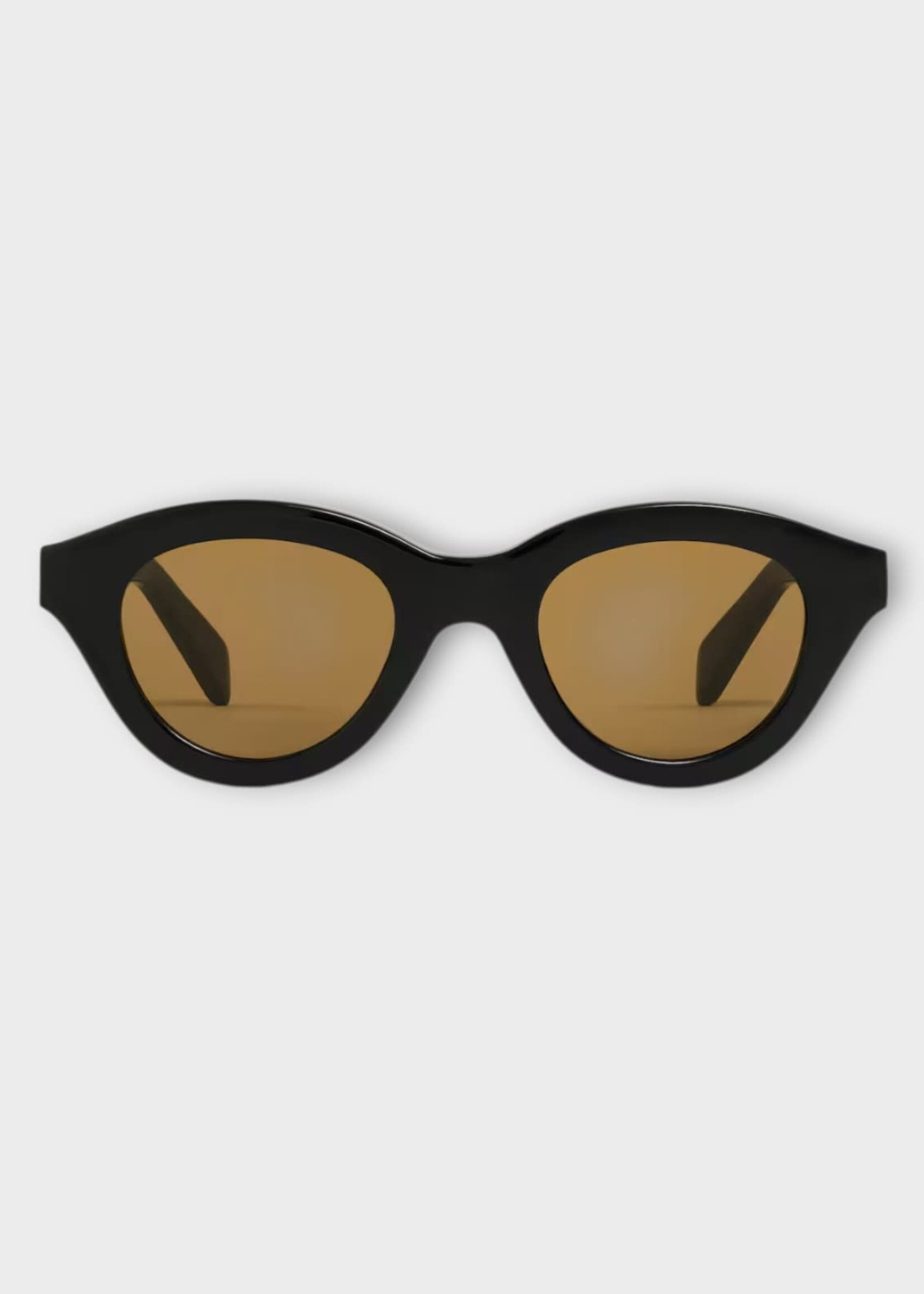 Celine Celine Sunglasses, Black, Triomphe Mini 01 Round Acetate Frame In Black w/ Nicotine Lenses