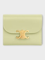 Celine Celine Wallet, Soft Lime, Small Flap Wallet Shiny Calfskin In Soft Lime