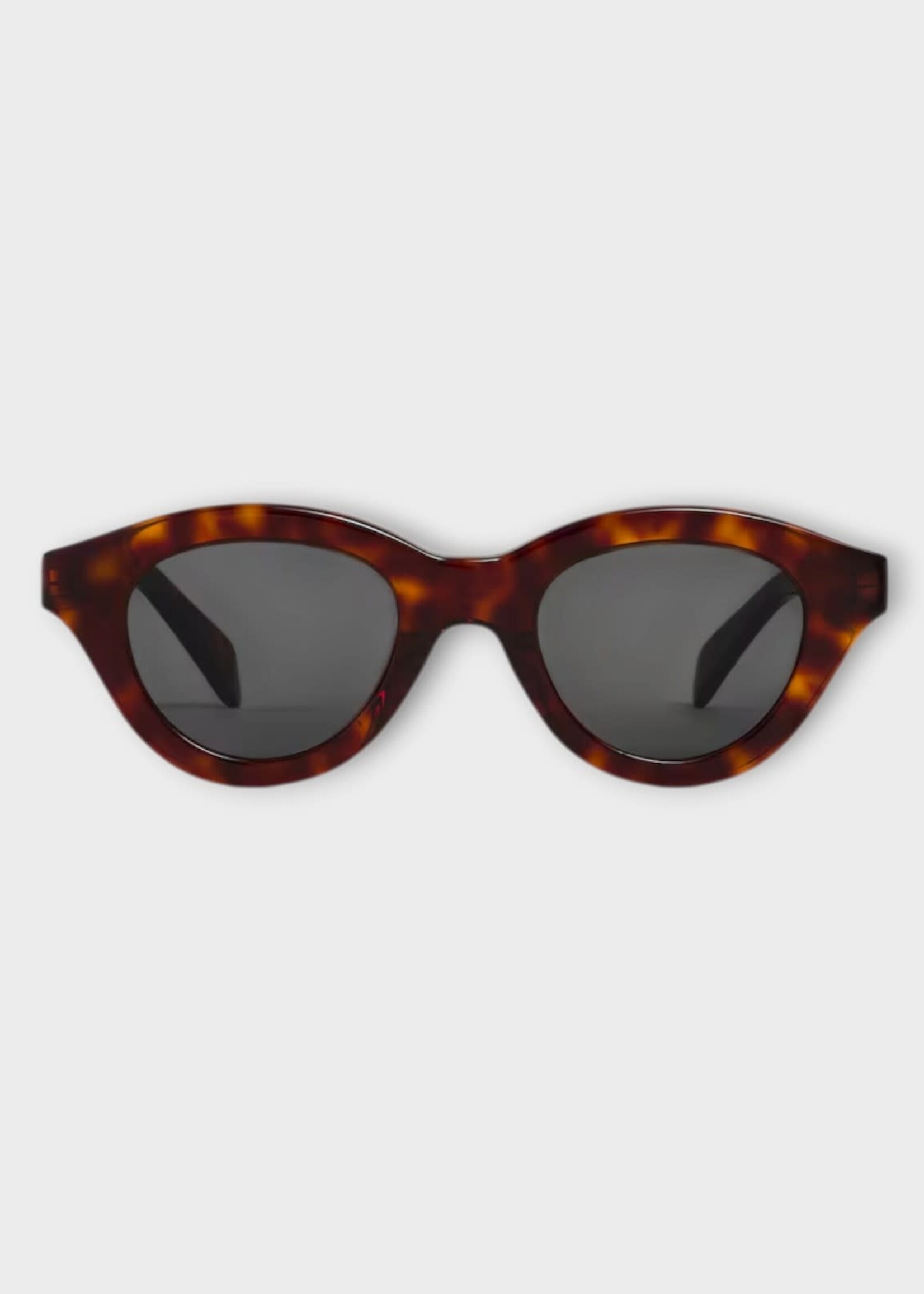 Celine Celine Sunglasses, Brown, Triomphe Mini 01 Round Acetate Frame In Red Havana w/ Smoke Lenses