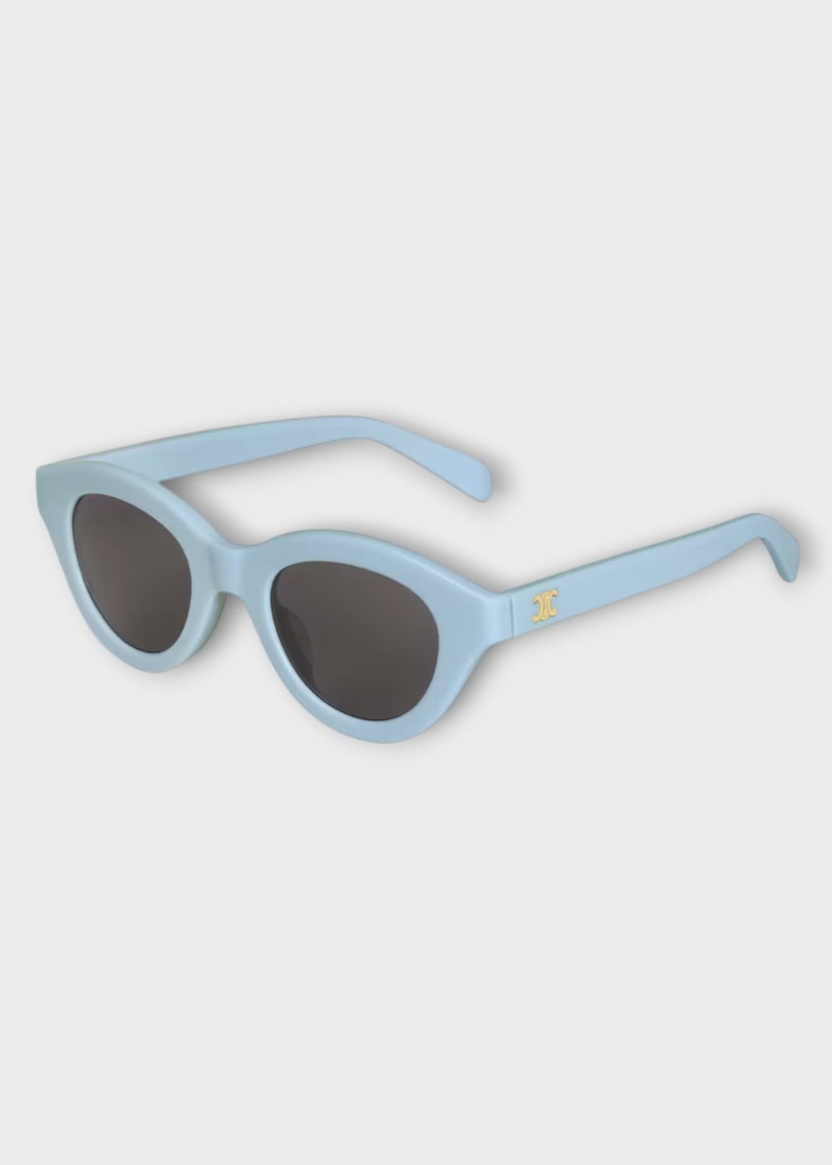 Celine Celine Sunglasses, Blue, Triomphe Mini 01 Round Acetate Frame In Grey Blue w/ Smoke Lenses