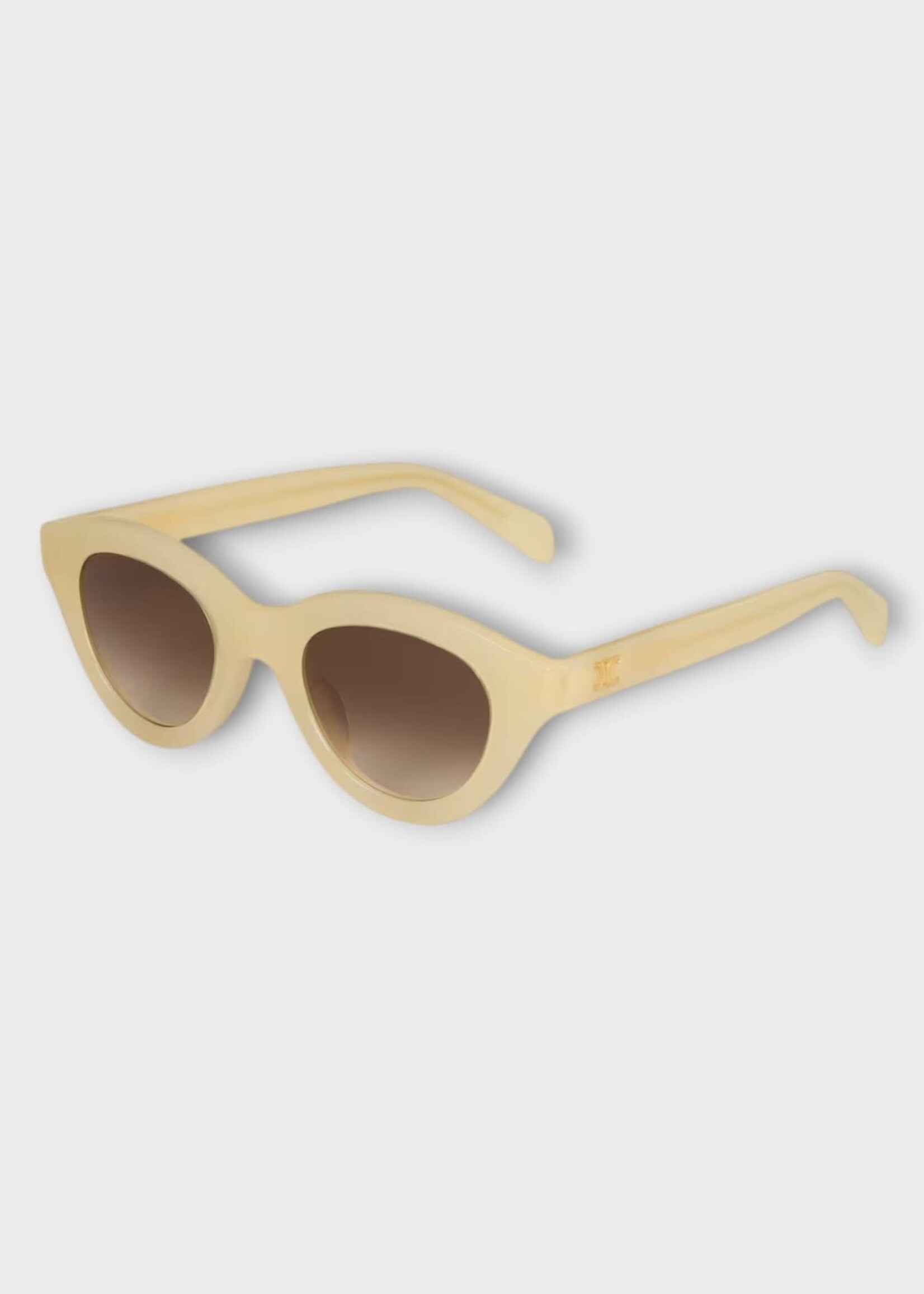 Celine Celine Sunglasses, Beige, Triomphe Mini 01 Round Acetate Frame In Milky Light Orange w/ Gradient Brown Lenses