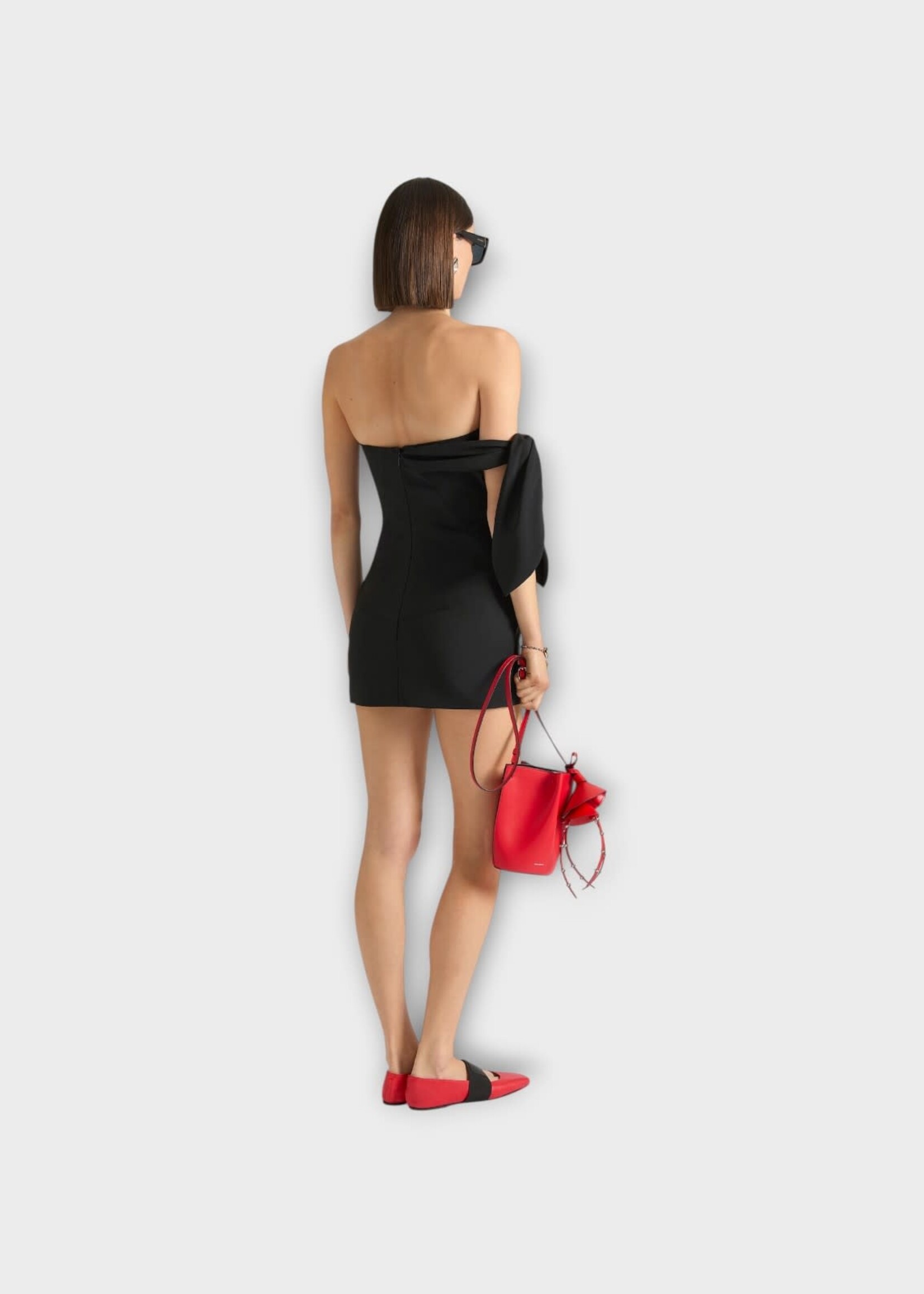 Givenchy Givenchy Dress, Black, Wool & Mohair Bustier Mini Dress In Black w/ Bow Detail