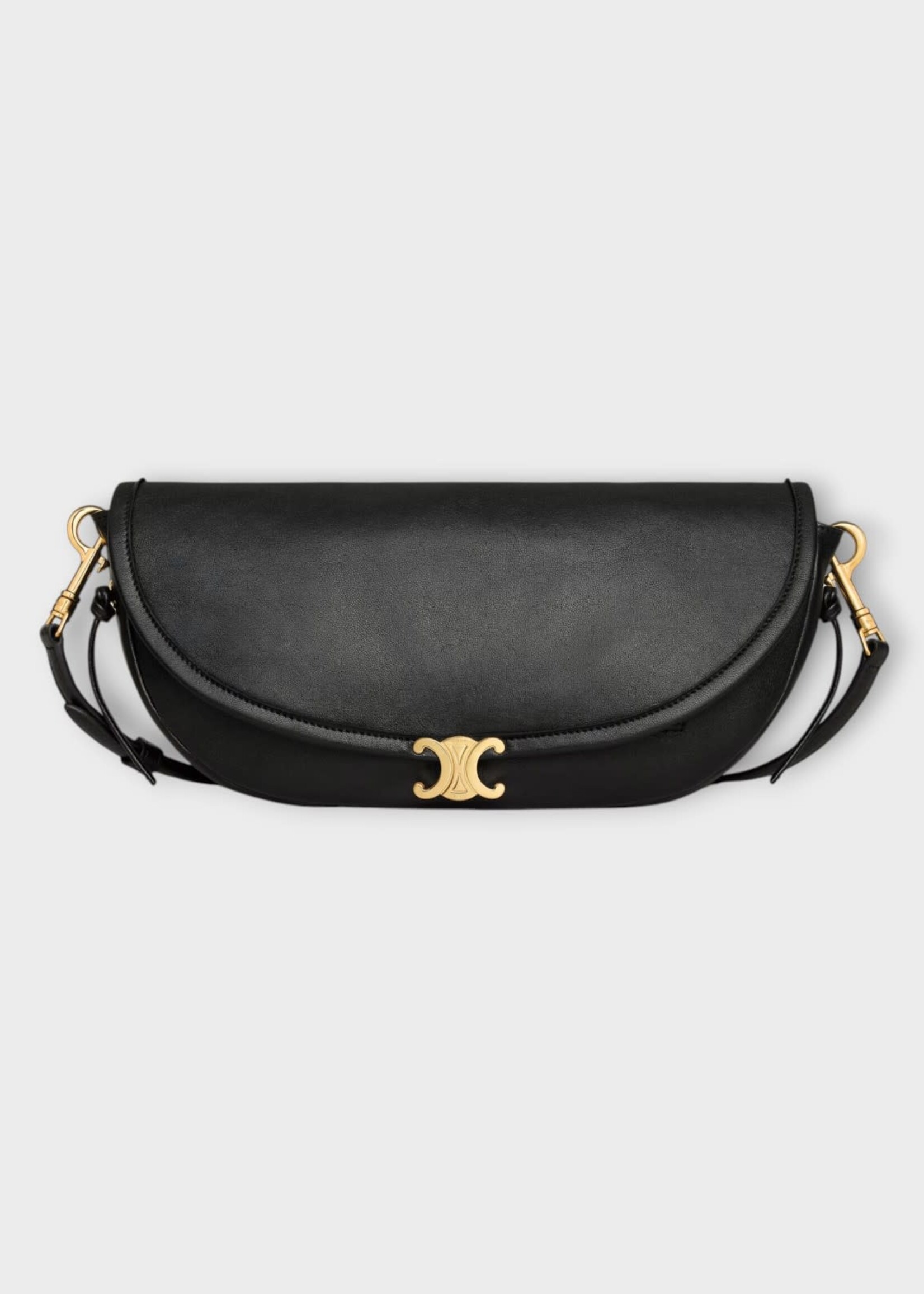 Celine Celine Bag, Black, Soft Triomphe Supple Shiny Lambskin Small Halfmoon Shoulder Bag