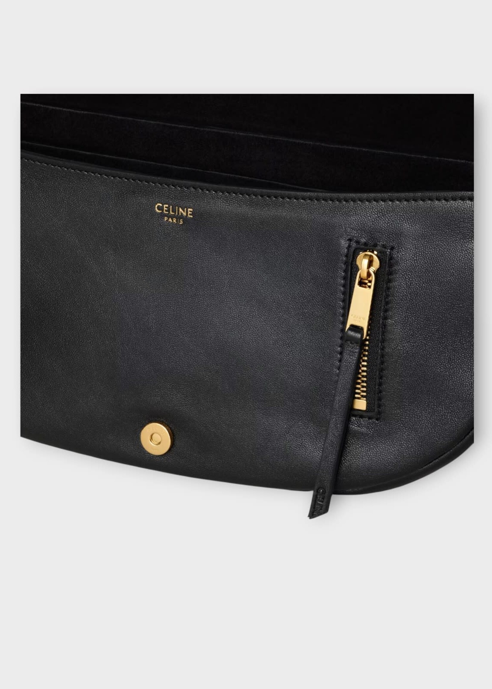 Celine Celine Bag, Black, Soft Triomphe Supple Shiny Lambskin Small Halfmoon Shoulder Bag