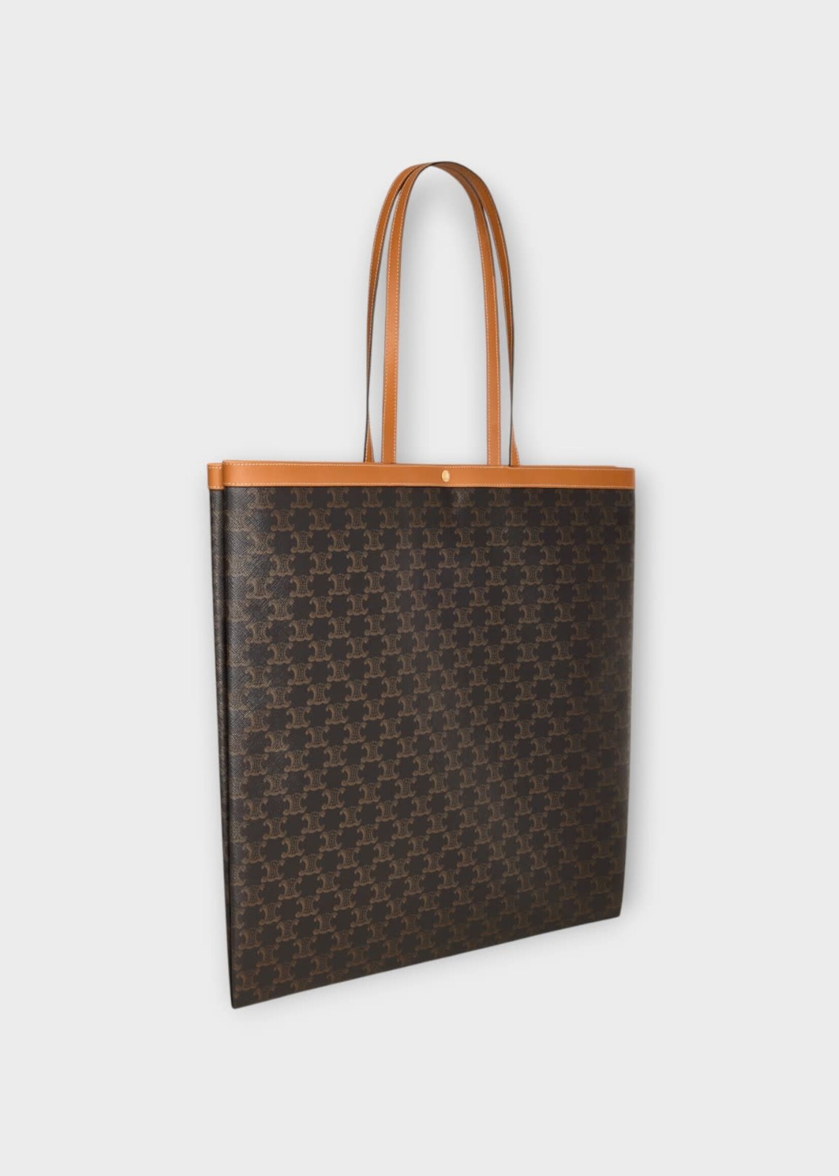 Celine Celine Bag, Brown, Triomphe Canvas Large Flat Shopper Bag In Honey