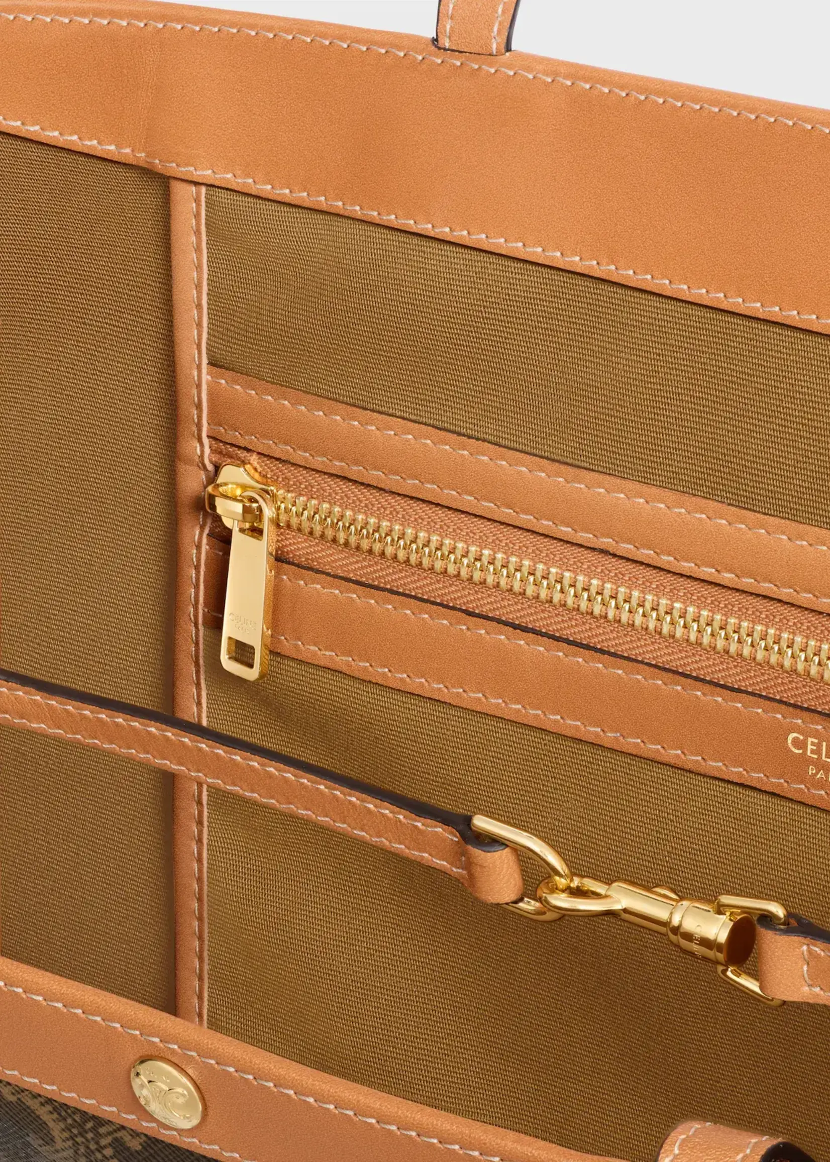 Celine Celine Bag, Brown, Triomphe Canvas Large Flat Shopper Bag In Honey