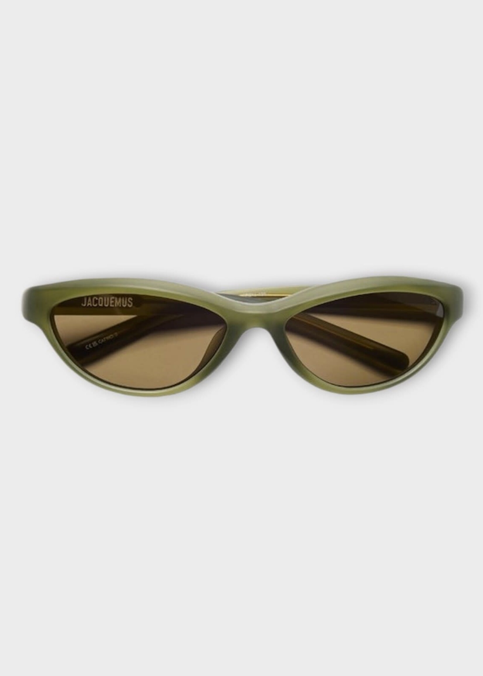 Jacquemus Jacquemus Sunglasses, Green, Les Lunettes Curvo In Dark Green Matt