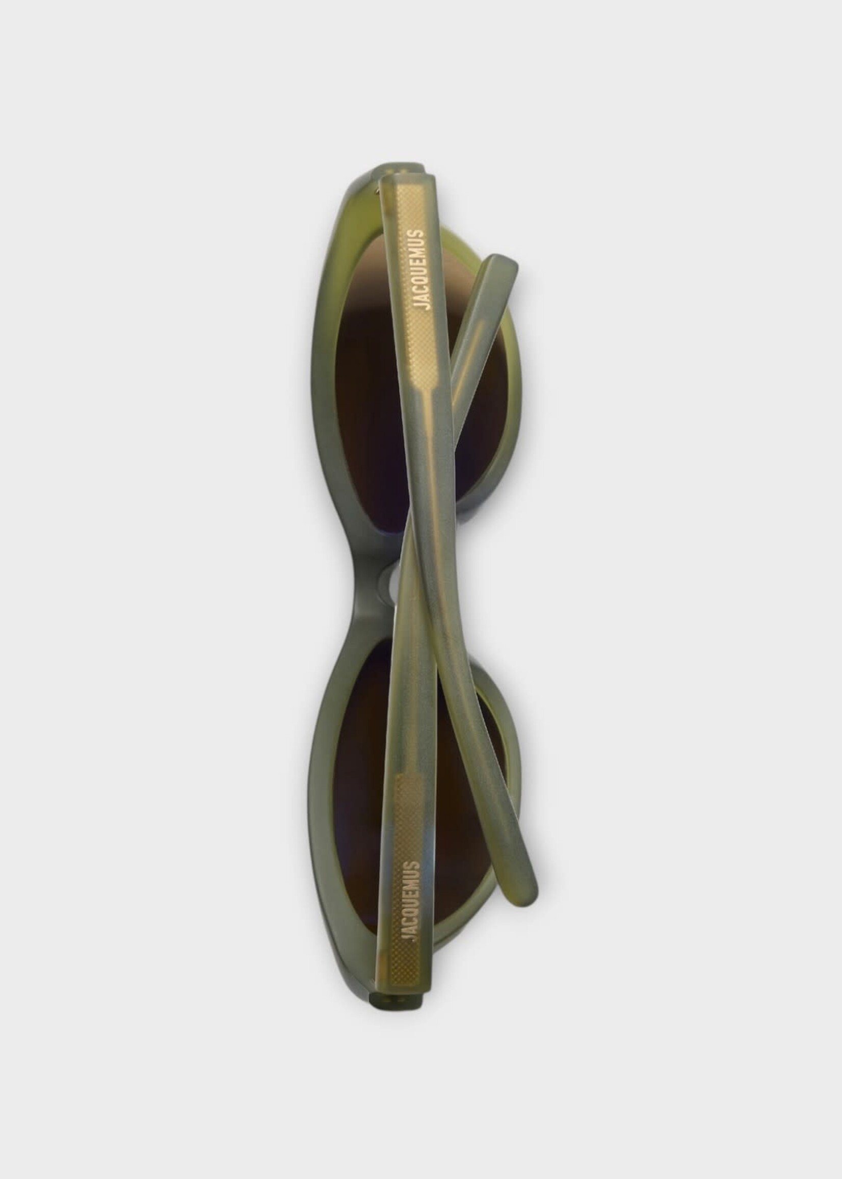 Jacquemus Jacquemus Sunglasses, Green, Les Lunettes Curvo In Dark Green Matt