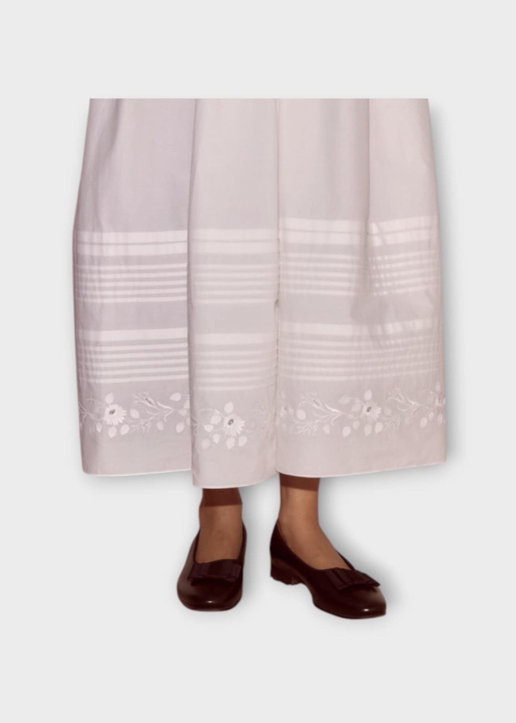 Bode Bode Dress, White, Chamomile Poplin Sleeveless Dress w/ Floral Embroidery