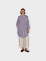 Bode Bode Shirt, Multi, Calliope Striped Tunic in Blue & Cream
