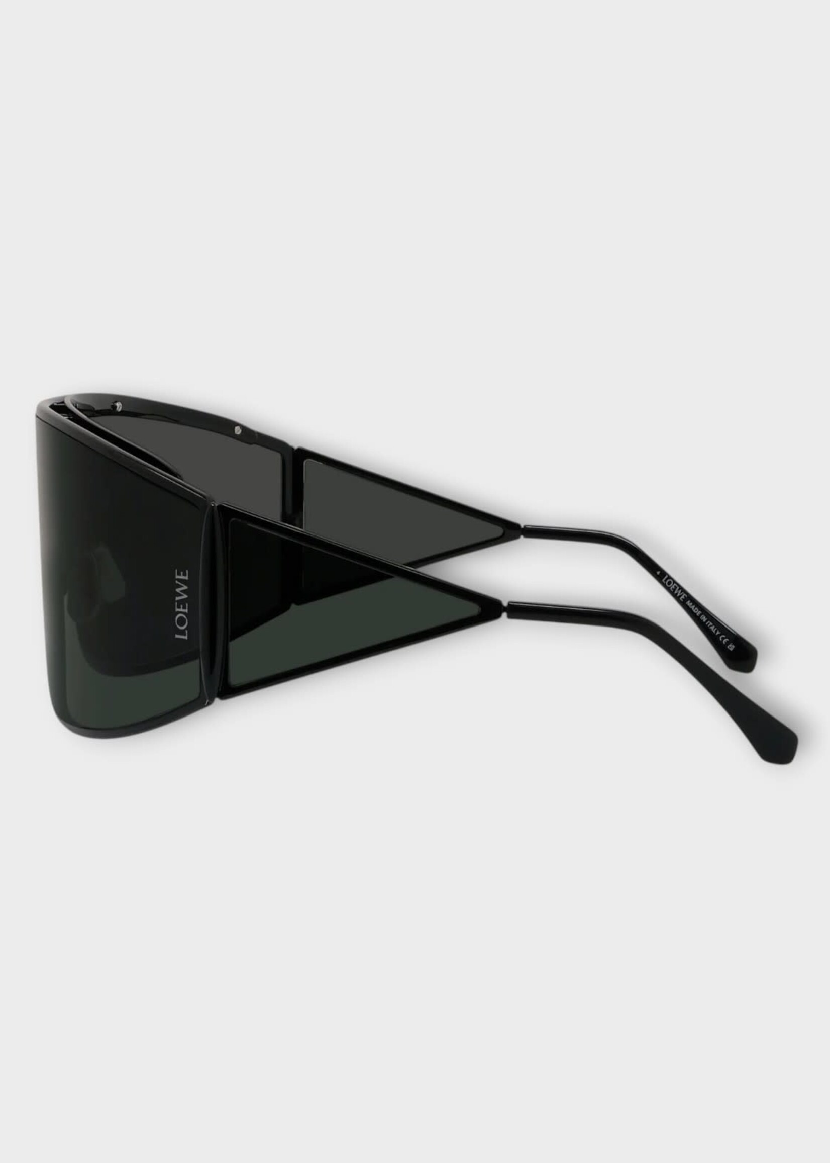 Loewe Loewe Sunglasses, Black, Metal Shield Shaped Sunglasses w/ Grey Lenses