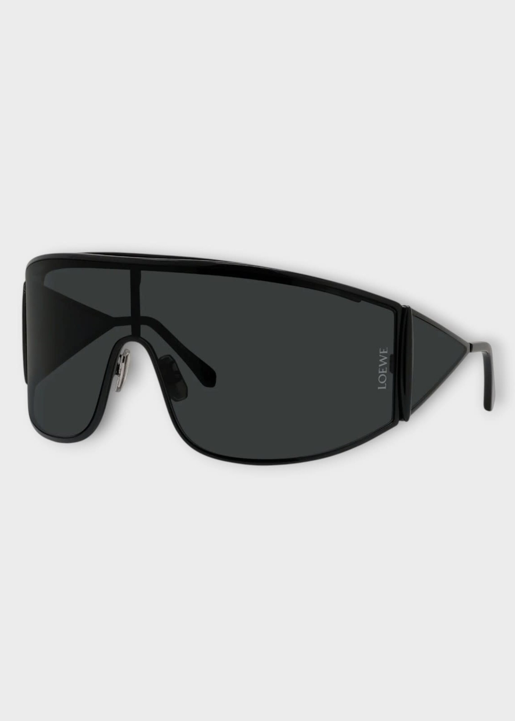 Loewe Loewe Sunglasses, Black, Metal Shield Shaped Sunglasses w/ Grey Lenses