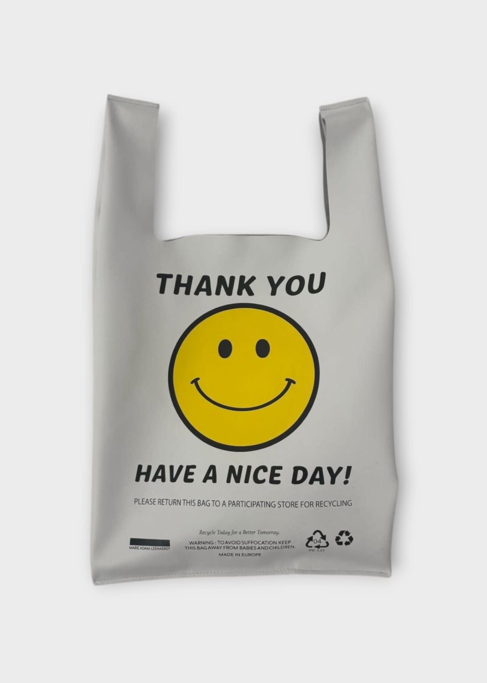 Marie Adam-Leenaerdt Marie Adam-Leenaerdt Bag, White, Thank You Printed Leather Bag In White