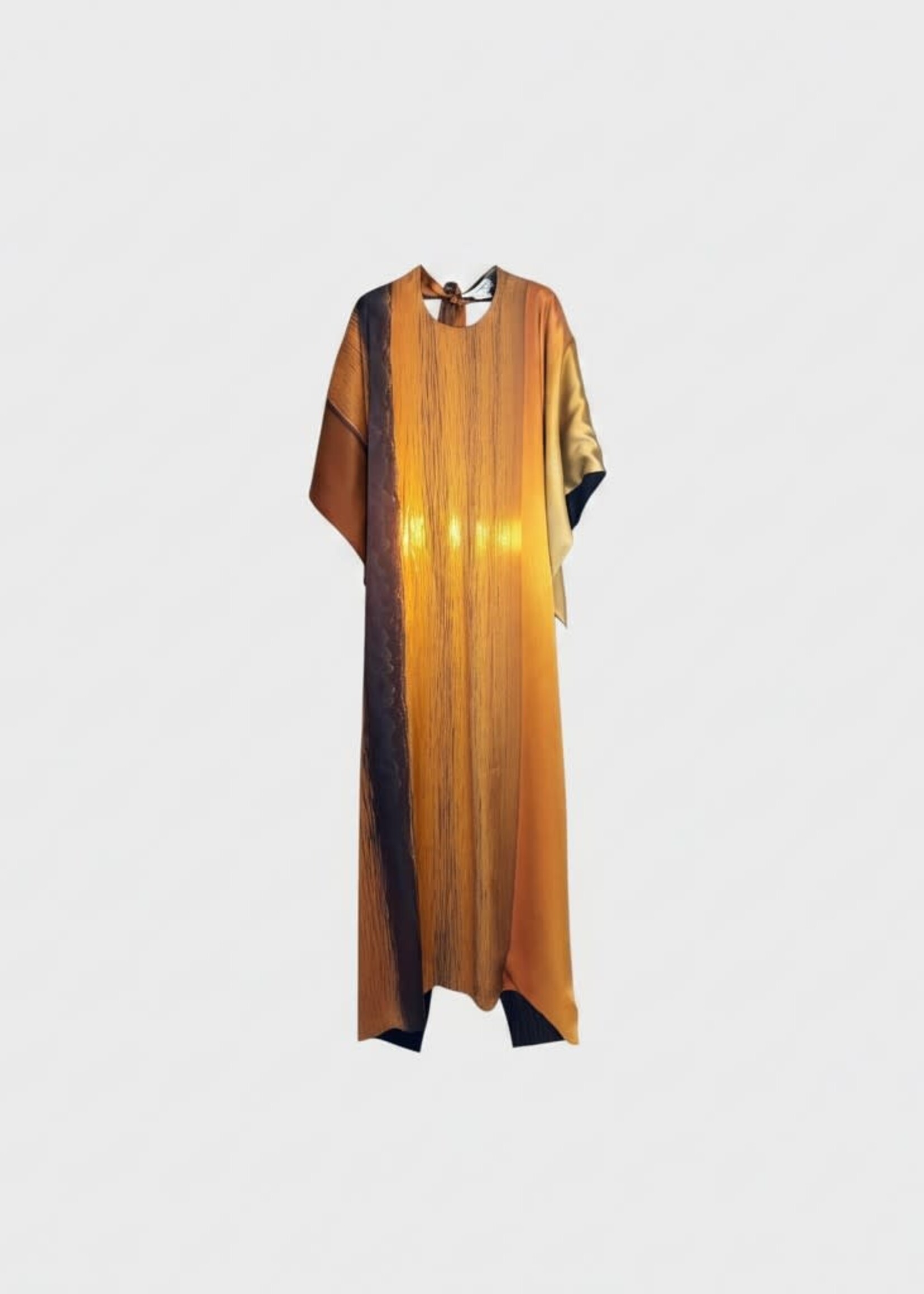 Marie Adam-Leenaerdt Marie Adam-Leenaerdt Dress, Print, Silk Satin Print Sunset Landscape Dress In Sunset Light Orange