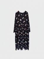 Marie Adam-Leenaerdt Marie Adam-Leenaerdt Dress, Print, Crew Neck Long Sleeve Dress In Black & White w/ Floral Print #1
