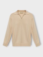 Valentino Valentino Knitwear, White, Cashmere V-Neck Long Sleeve Polo