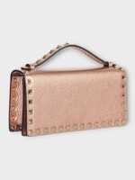 Valentino Valentino Wallet, Pink, Calf Leather Rockstud Wallet In Rose Cannelle w/ Chain
