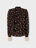 Valentino Valentino Shirt, Print, Embroidered Shirt In Black & Multicolor w/ Flower Print