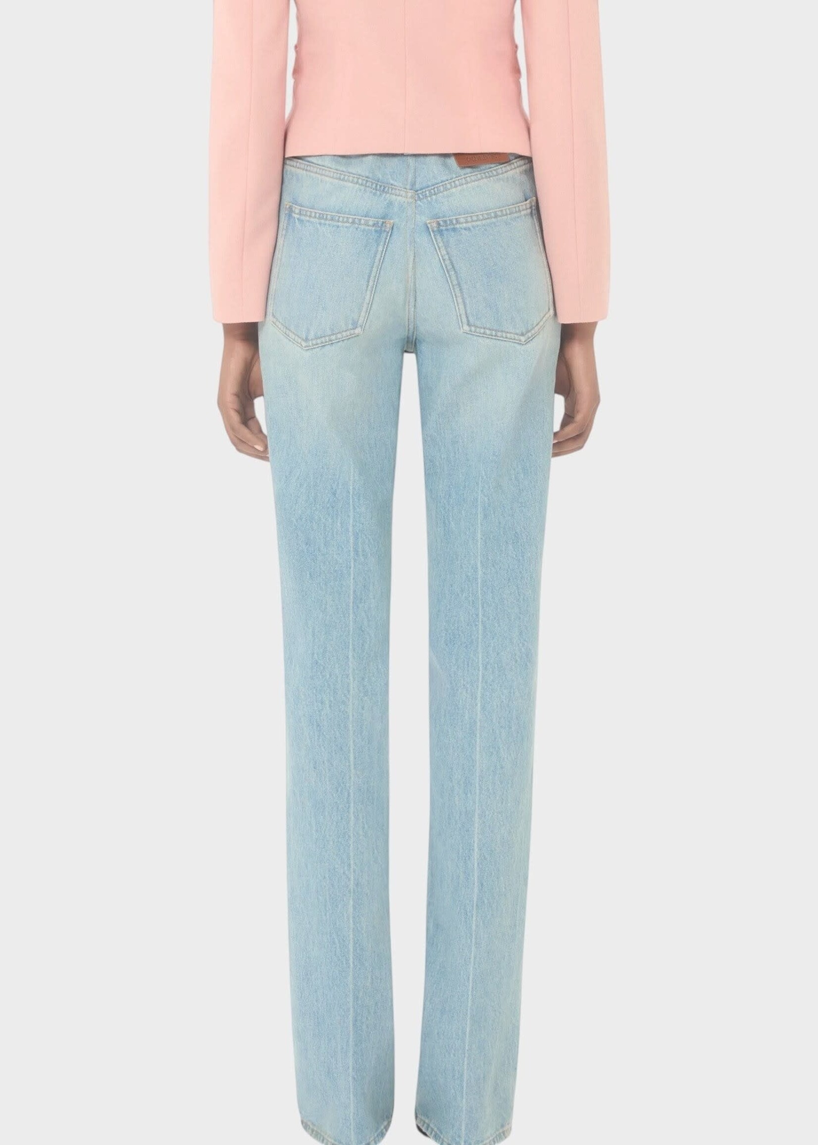 Valentino Valentino Trousers, Blue, High Waisted Straight Leg Denim Pants In Light Blue