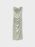 Valentino Valentino Dress, Green, Sleeveless Draped Gown In Matt Sage