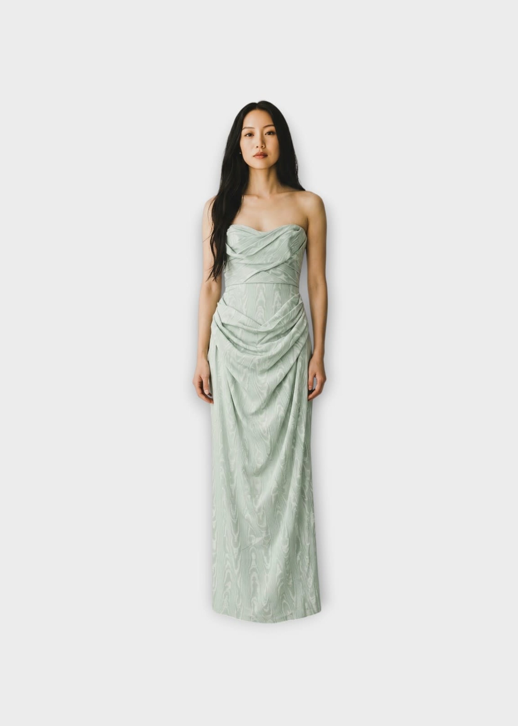 Valentino Valentino Dress, Green, Sleeveless Draped Gown In Matt Sage