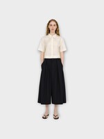 Partow Partow Shorts, Black, Ida Virgin Wool Twill Wide Leg Shorts
