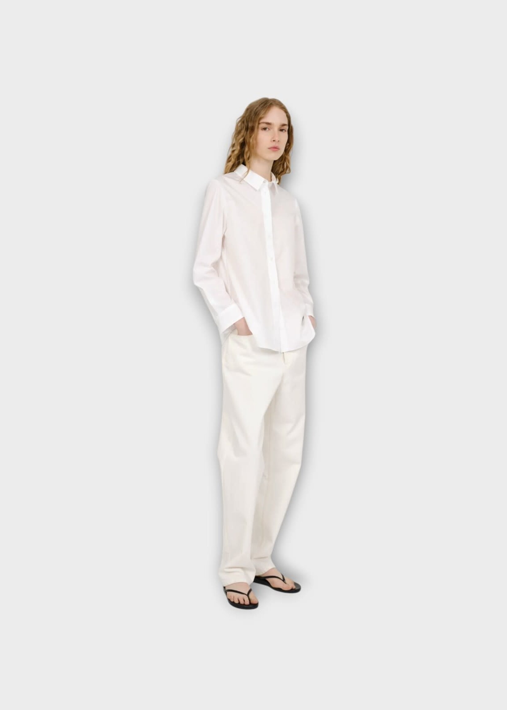 Partow Partow Shirt, White, Bryant Cotton Poplin Long Sleeve Shirt