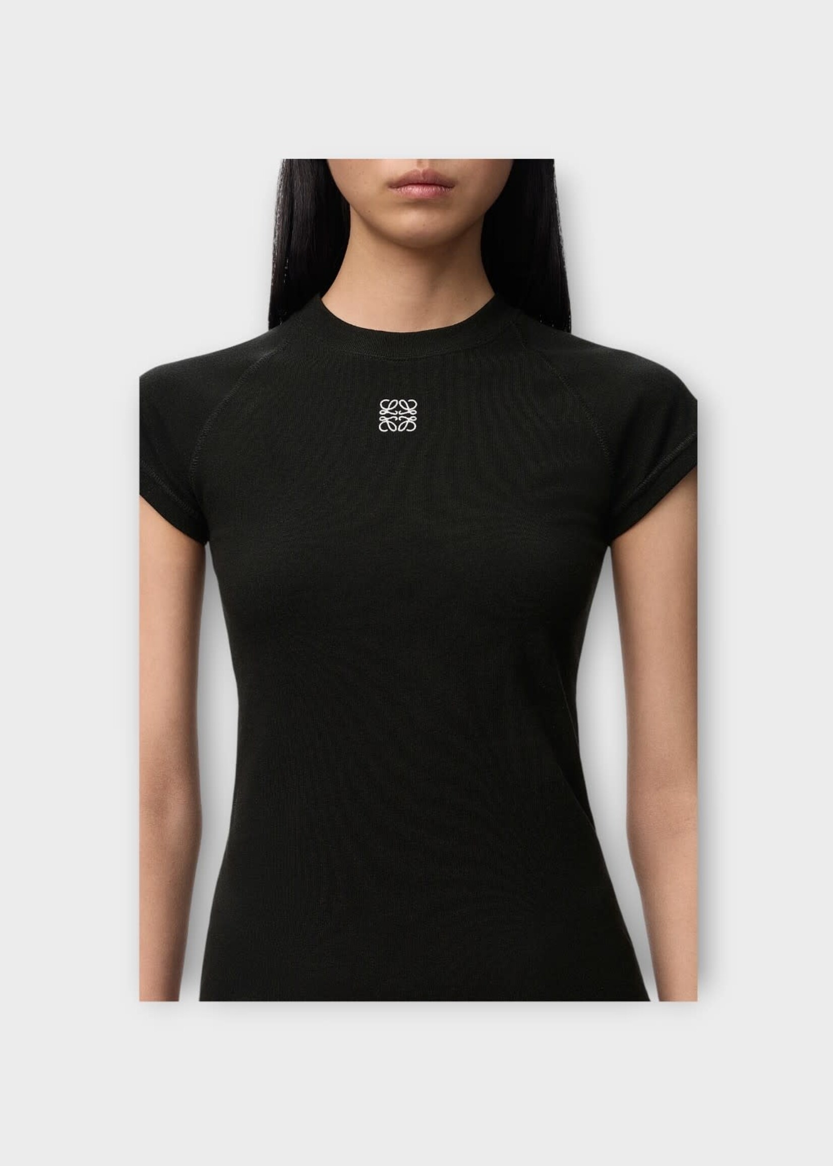 Loewe Loewe T-Shirt, Black, Cotton Small Fit Crew Neck T-Shirt In Black w/ Logo Embroidery