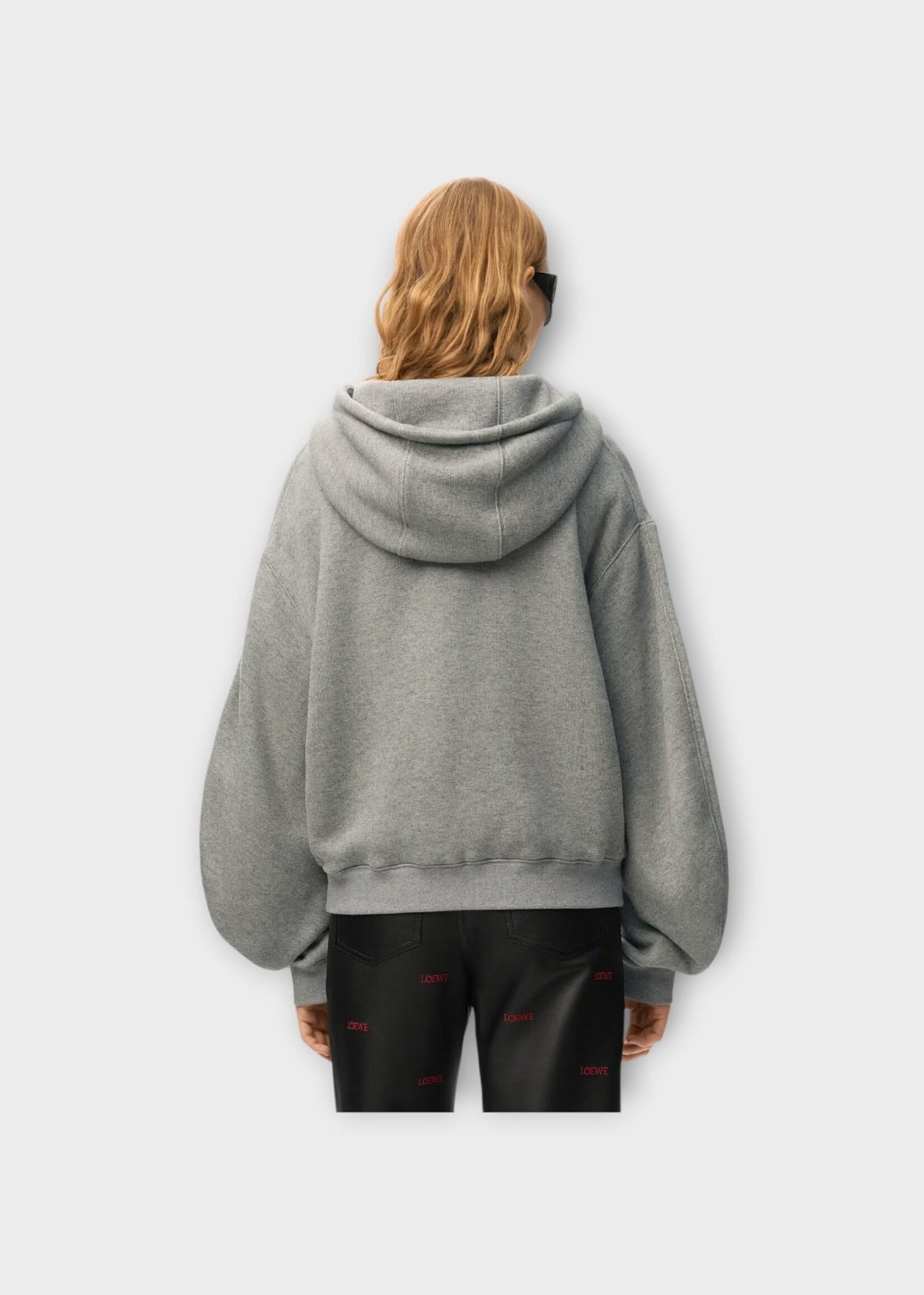 Loewe Loewe Sweatshirt, Grey, Flamenco Cotton & Cashmere Zipped Hoodie In Grey w/ Logo Embroidery