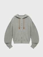 Loewe Loewe Sweatshirt, Grey, Flamenco Cotton & Cashmere Zipped Hoodie In Grey w/ Logo Embroidery