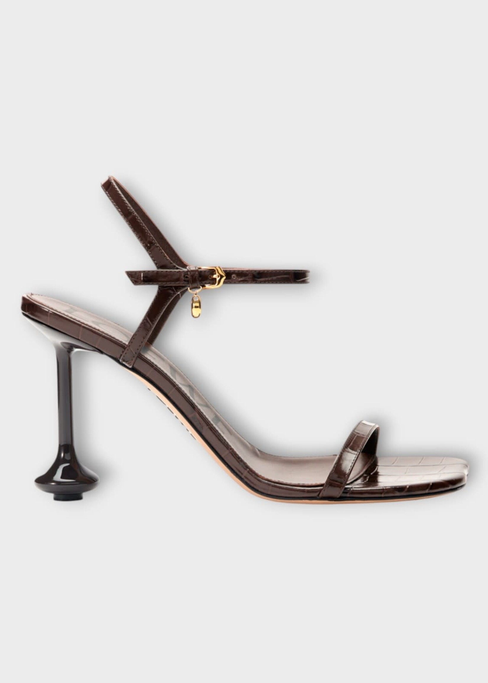 Loewe Loewe Sandals, Brown, Toy Sandal 90 Croc Embossed Leather In Dark Brown