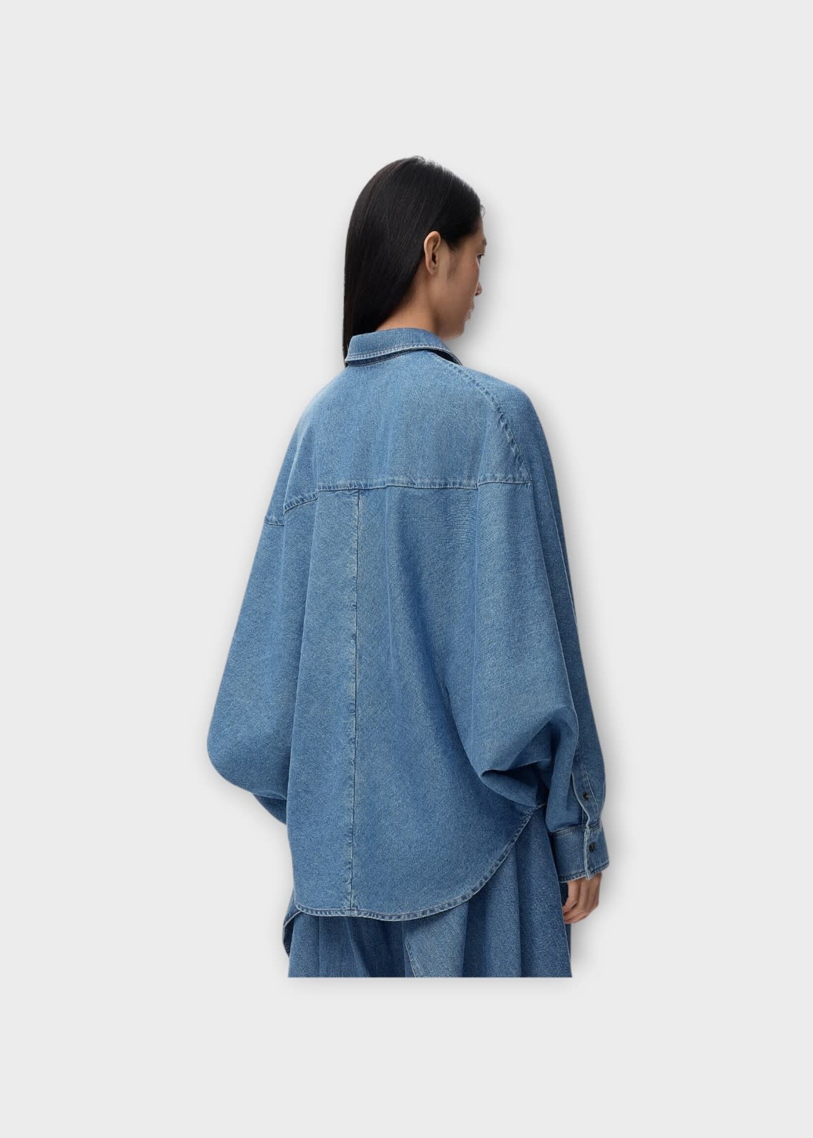 Loewe Loewe Shirt, Blue, Oversized Denim Shirt In Light Blue