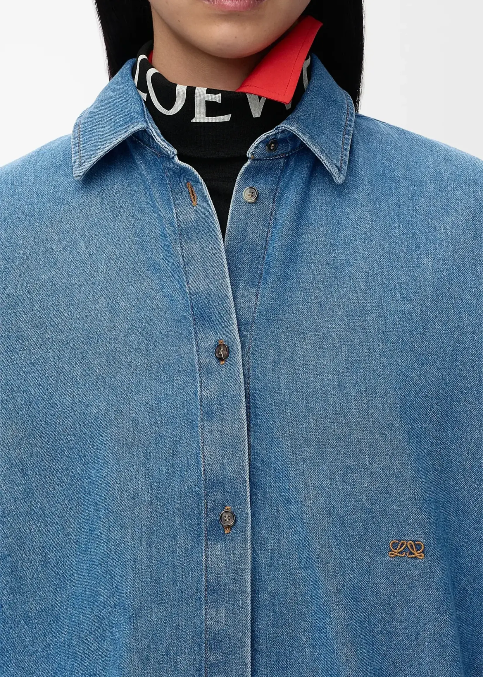 Loewe Loewe Shirt, Blue, Oversized Denim Shirt In Light Blue