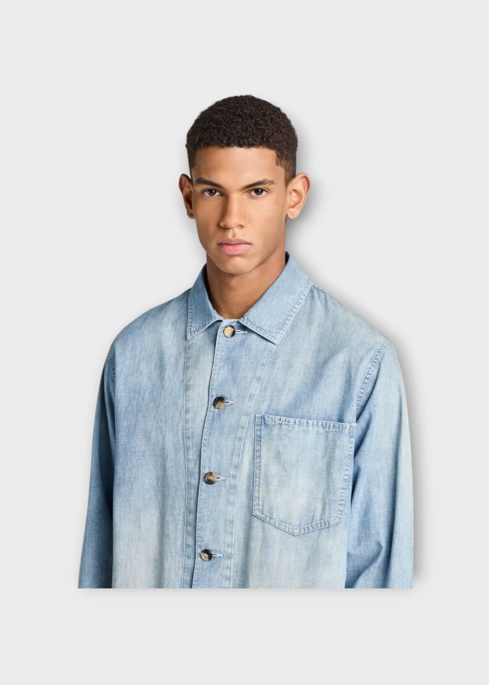 J.W. Anderson J.W.Anderson Shirt, Blue, Cotton Denim Slant Pocket Shirt In Pale Blue