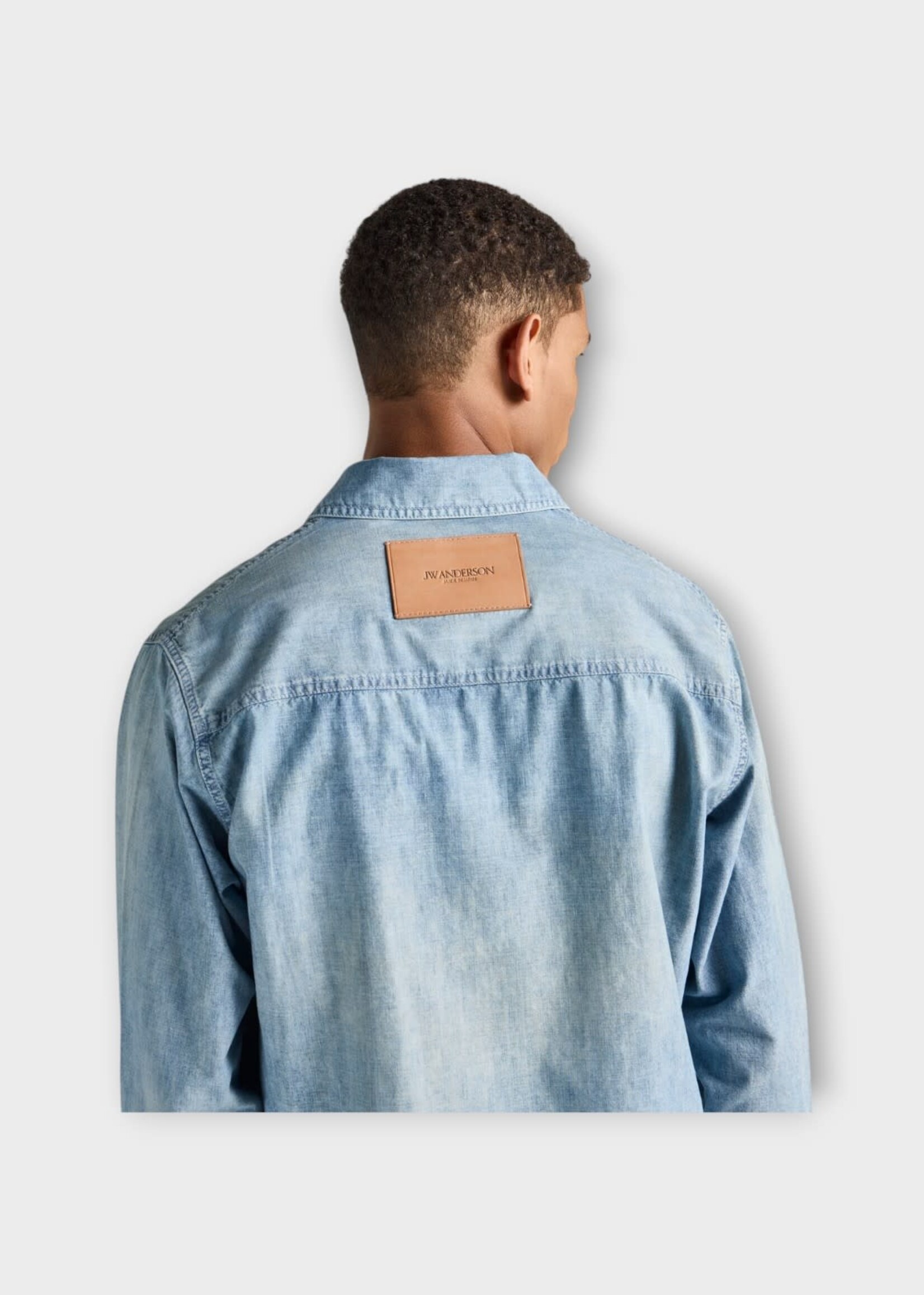 J.W. Anderson J.W.Anderson Shirt, Blue, Cotton Denim Slant Pocket Shirt In Pale Blue