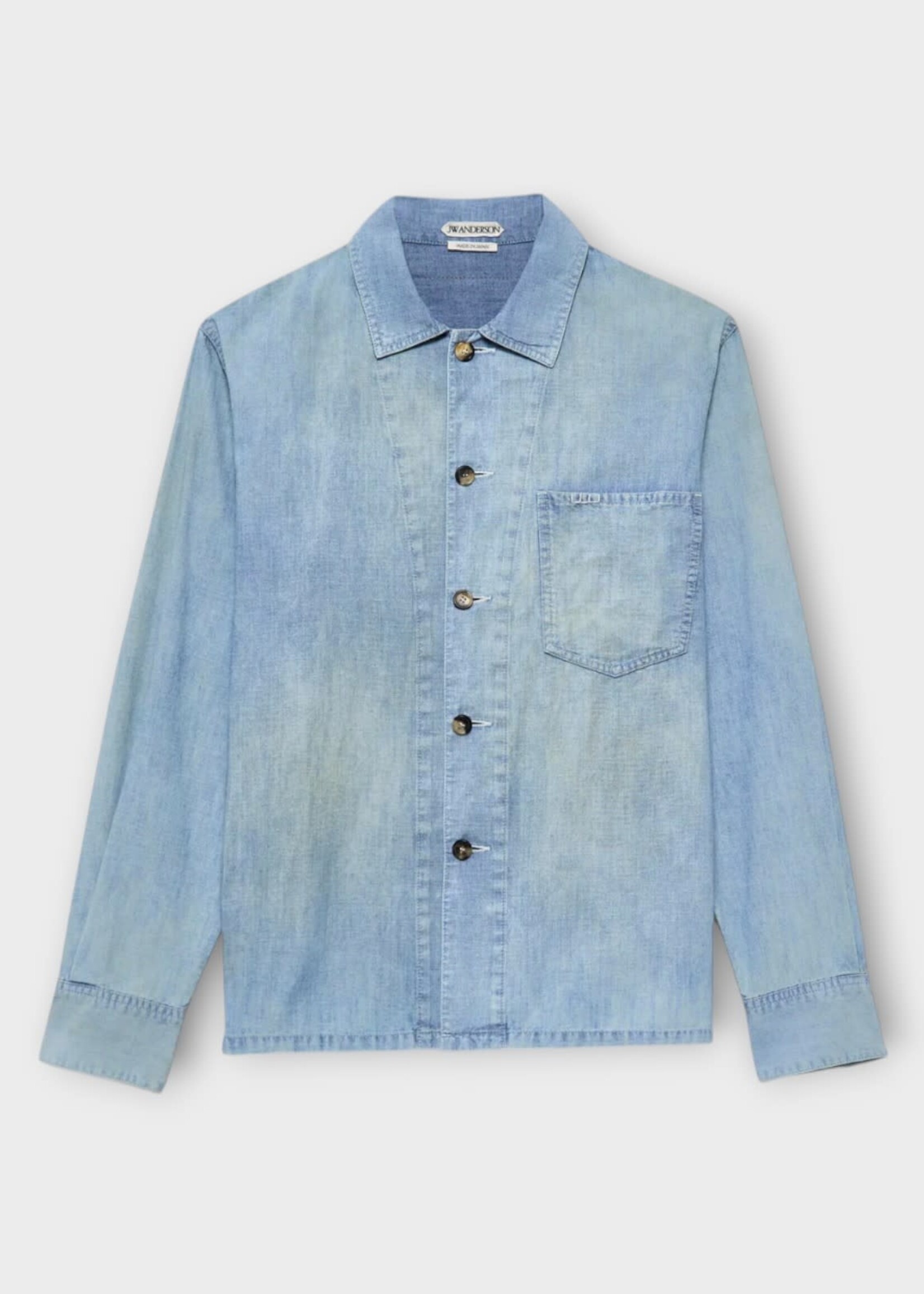 J.W. Anderson J.W.Anderson Shirt, Blue, Cotton Denim Slant Pocket Shirt In Pale Blue