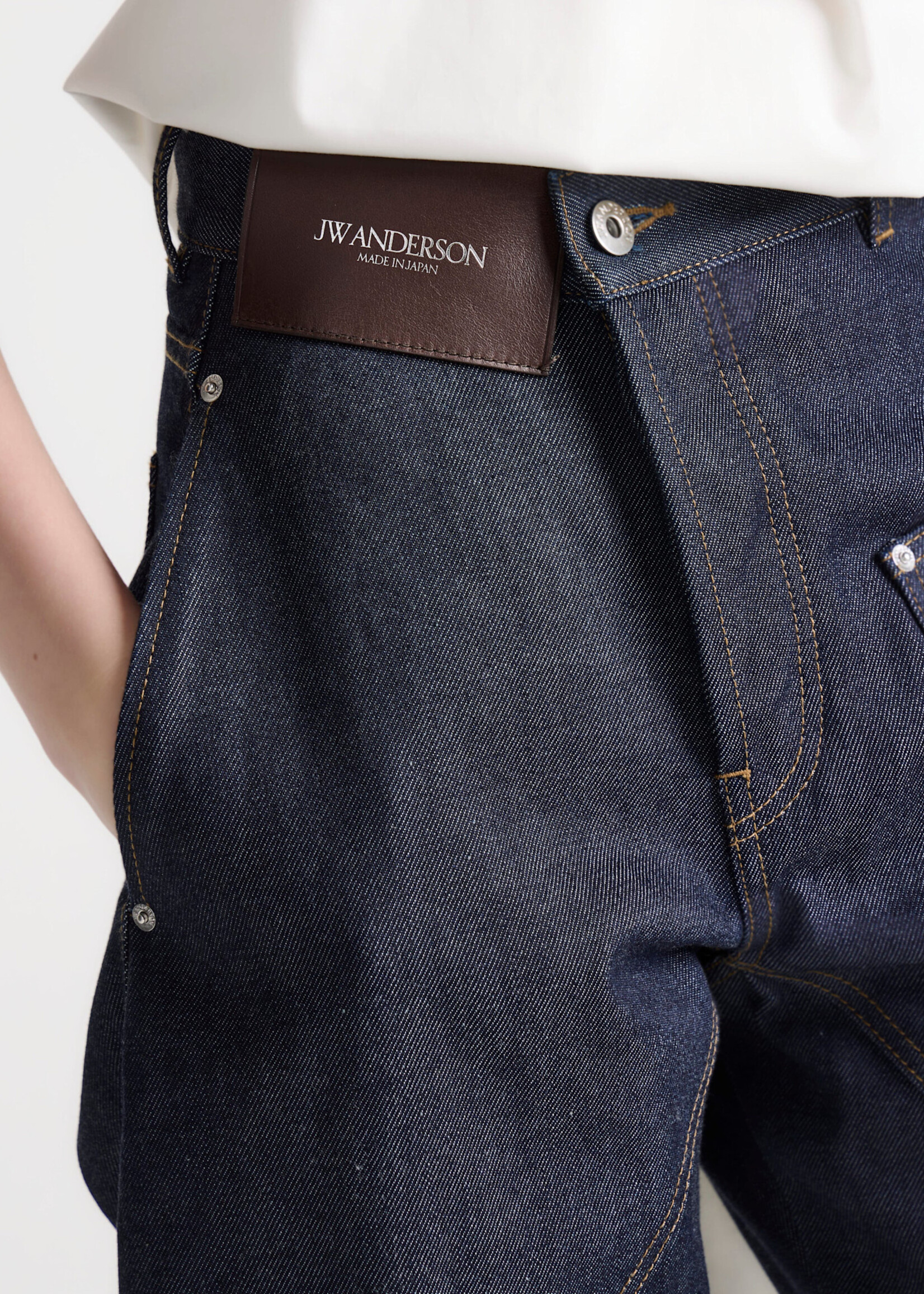 J.W. Anderson J.W.Anderson Jeans, Blue, Twisted Workwear Denim Pants In Indigo w/ Turnup