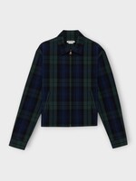 J.W.Anderson J.W.Anderson Jacket, Print, Cotton Collared Front Zip Jacket In Navy & Green w/ Check Print