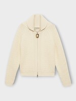 J.W.Anderson J.W.Anderson Knitwear, White, Cotton Mix Cable Knit Front Zip Jumper In Off White