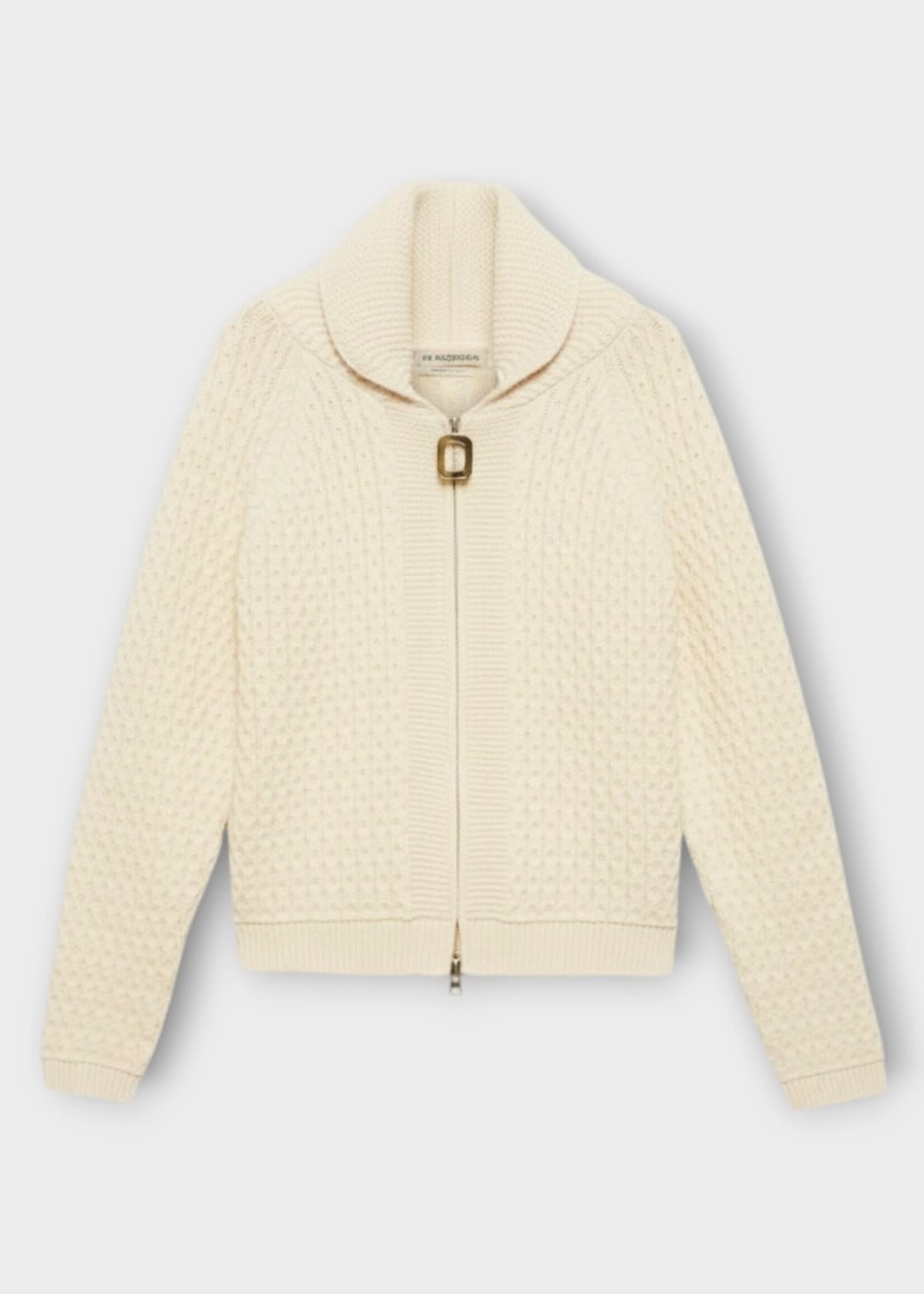 J.W. Anderson J.W.Anderson Knitwear, White, Cotton Mix Cable Knit Front Zip Jumper In Off White
